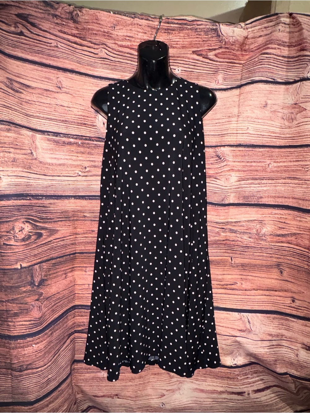 Anne Klein Black Dress with White Polka Dots